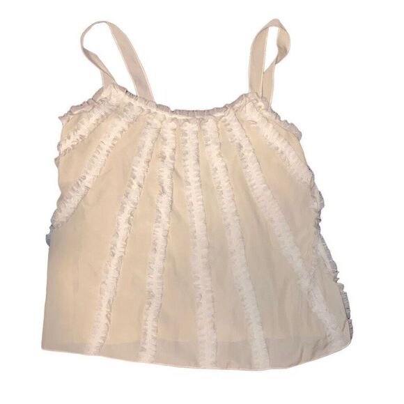 Vtg Y2K Metro 7 Cream Off White Cropped Texturized Front Pleated Blouse Small - Picture 1 of 6